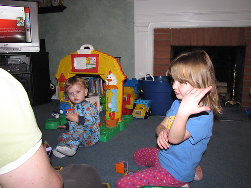 Playing 'Knock the tower down' with Zach