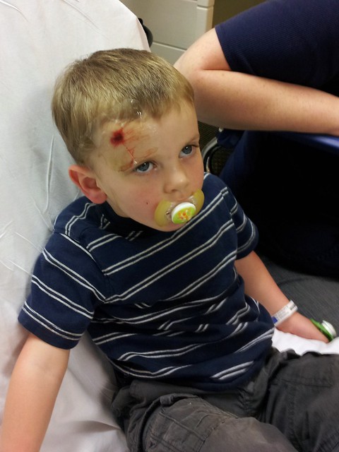 Zach needing stitches 2012-03-25